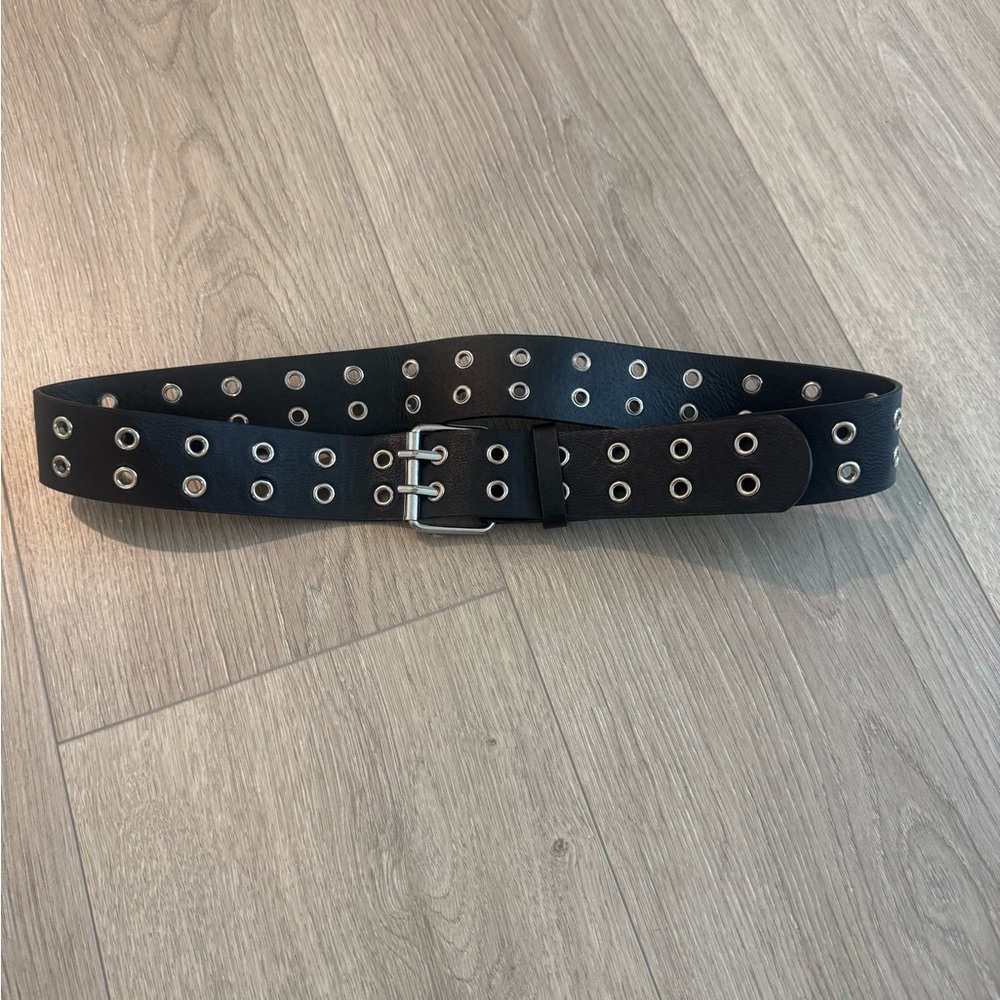 Brandy Melville Black Belt with Silver Accents
